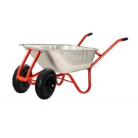 Тачка двухколесная F1 100л оцинк корыто Expert 0,8мм красная рама, полиуретановое колесо ЦВЕТОК PRO