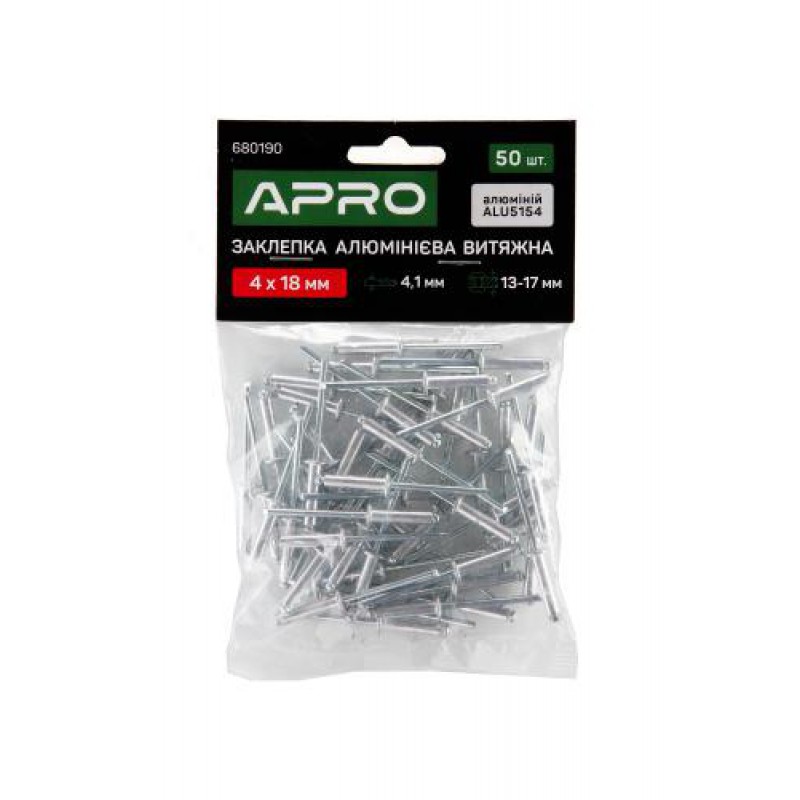 Заклепка алюминиевая вытяжная 4х16мм 50шт APRO