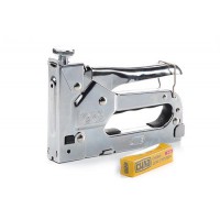 Степлер пружинный для скобы 4-14мм стальной корпус, регулировка удара колесом СИЛА