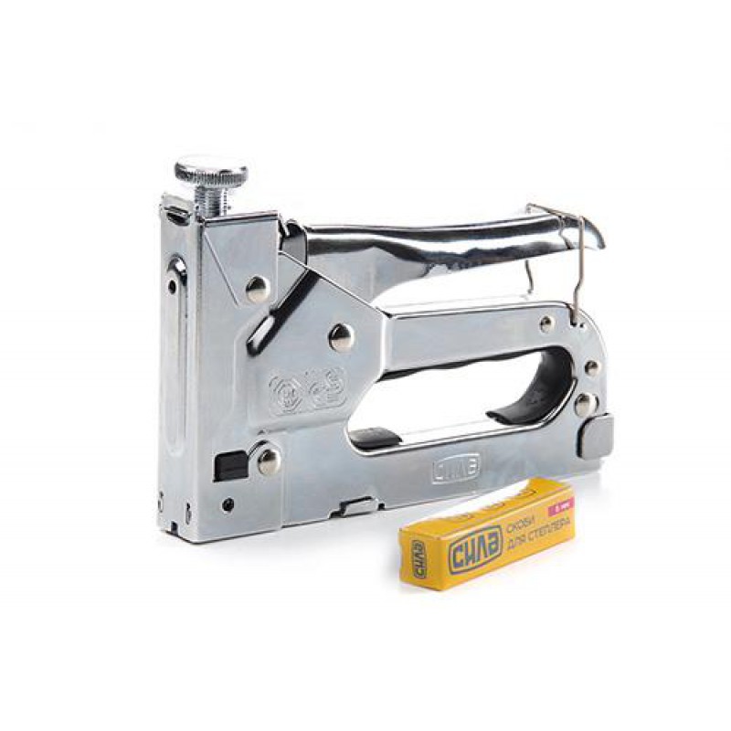 Степлер пружиний для скоби 4-14 мм сталевий корпус, регулювання удару колесом СИЛА