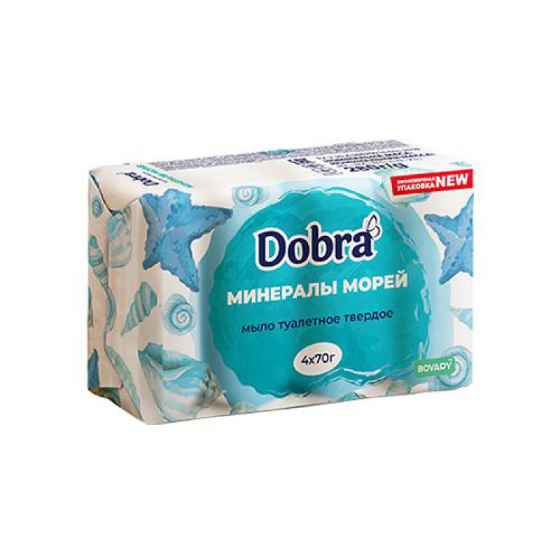 Мыло туалетное твёрдое косметическое 4*70г экопак Dobra Минералы морей