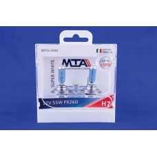 Лампа автомобільна H7 12V 55W PX26D SUPER WHITE (ближня/дальня), протитуманна (2шт) MTA