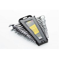 Набір ключів ріжково-накидних полірованих CrV 6, 7, 8, 9, 10, 11, 12, 13, 14, 15, 16, 17, 18, 19, 22 (15шт) СИЛА