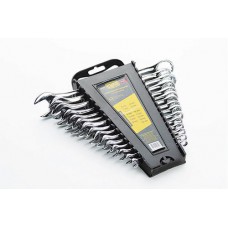 Набір ключів ріжково-накидних полірованих CrV 6, 7, 8, 9, 10, 11, 12, 13, 14, 15, 16, 17, 18, 19, 22 (15шт) СИЛА