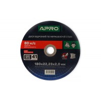 Диск відрізний по нержавіючій сталі (INOX) 180х2.0х22.2 мм (5 шт. в пач, ціна за шт) APRO