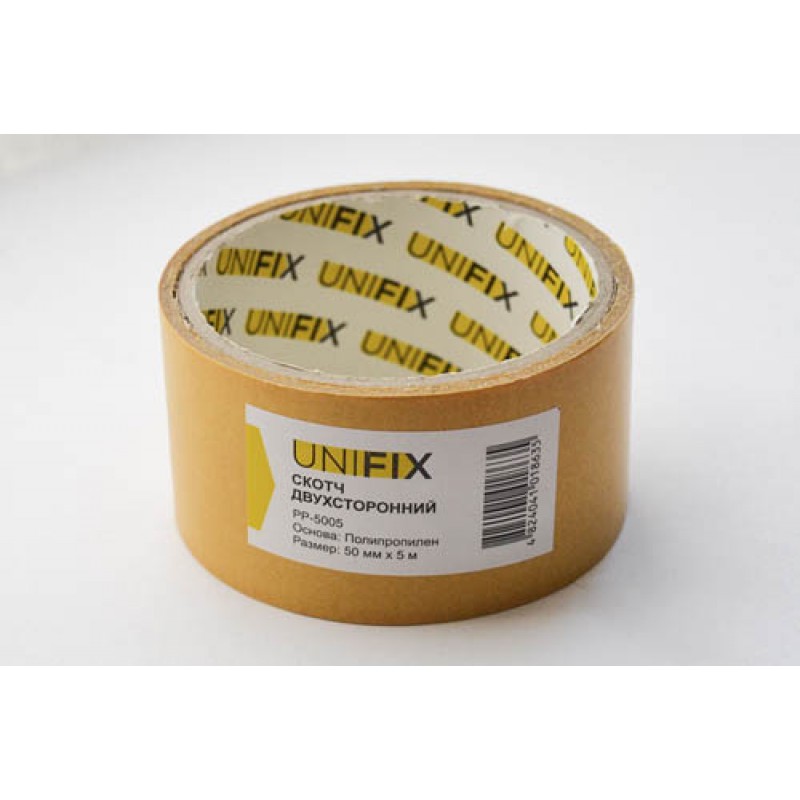 Лента клейкая двухсторонняя на полипропиленовой основе 50мм*5м UNIFIX