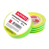 Изоляционная лента желто-зеленая 0.14х17мм 10м (пачка, кратно 10шт) APRO