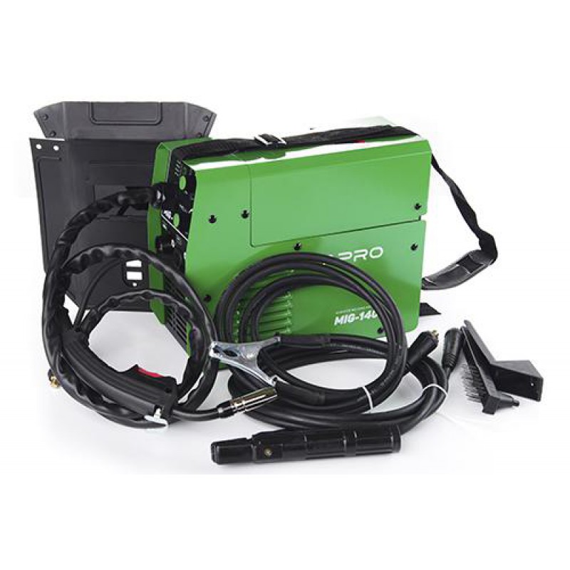 Зварювальний напівавтомат інверторний APRO MIG-140, 20-140А, ел.4мм, пр.0.8-1мм 1кг 3+2.5+2м