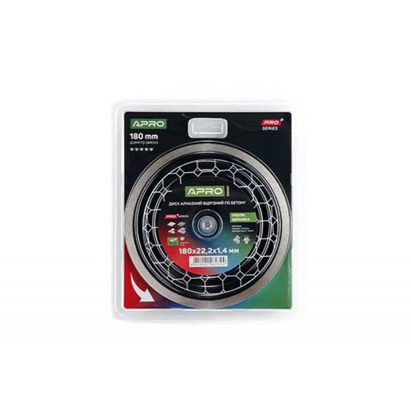 Диск алмазний по бетону Кераміка Ультра 180х1.4х22.22мм 22-24% APRO PRO