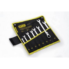 Набор ключей комбинированных с трещоткой и шарниром CrV в чехле 8, 10, 12, 13, 14, 15, 17, 19 (8шт) СИЛА