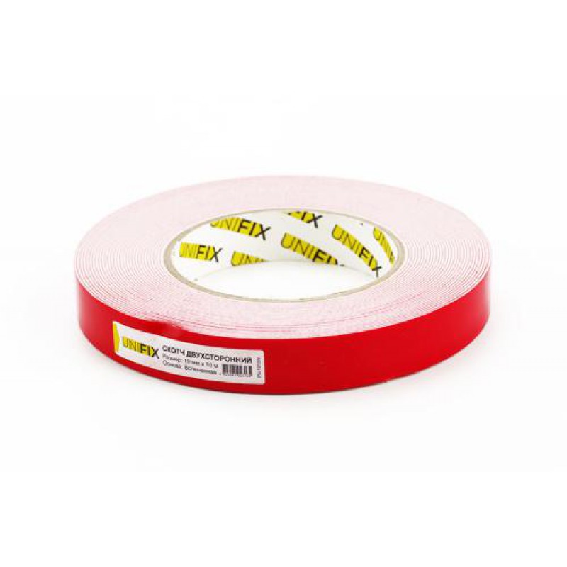 Лента клейкая двухсторонняя на вспененной основе 19мм*10м белая UNIFIX
