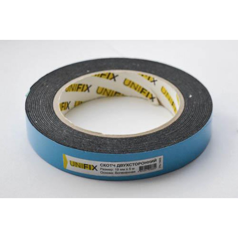 Стрічка клейка двостороння на вспіненій основі 19мм*5м чорна UNIFIX