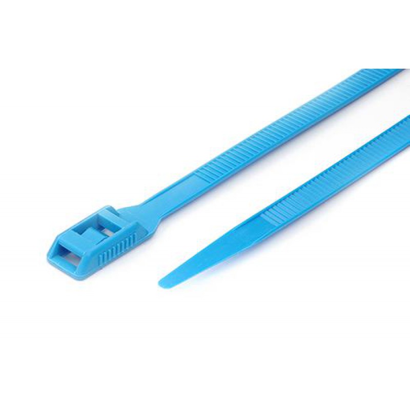 Стяжка кабельная с низким профилем замка 8x400 голубой (100шт) APRO