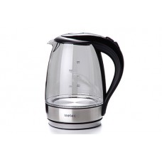 Электрочайник EK-04GB 1.7л, 1850-2200Вт, корпус стекло, черный Metec