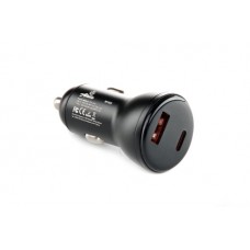 Автомобильное зарядное устройство USB/Tipe-C (12/24V - 5V 3A) черный 12 Atelie