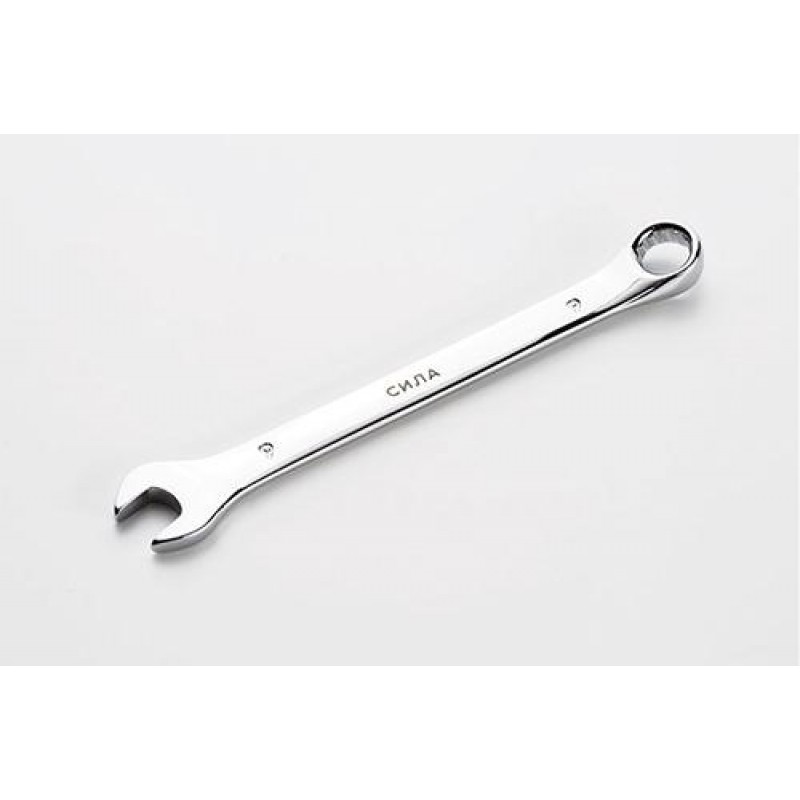 Ключ рожково-накидной полированный CrV 9мм СИЛА
