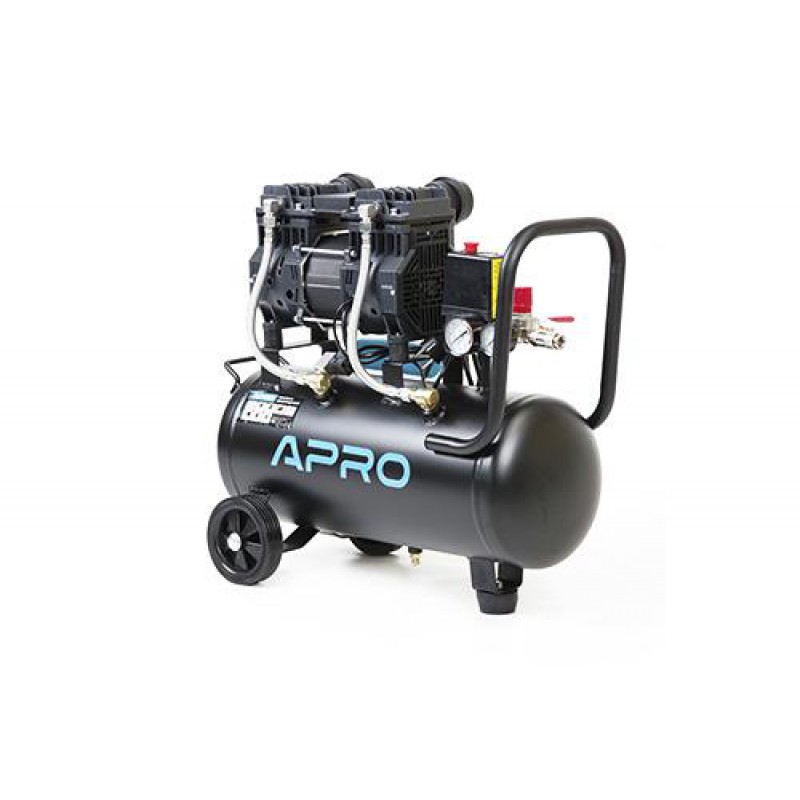 Компрессор двухцилиндровый безмасляный OFE-24 1,5кВт 240л/мин 8бар 24л (кран + штуцер) APRO