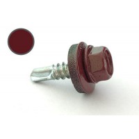 Саморез кровельный 4,8*19 DIN 7504K RAL 3005 по металлу (пач 50шт) (цвет - винно-красный) APRO