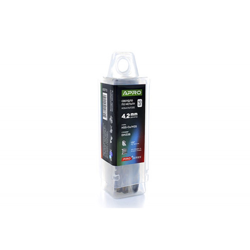 Сверло по металлу кобальтовое HSS-Co/M35 Ø4.2мм (тубус, кратно 10шт) PRO APRO