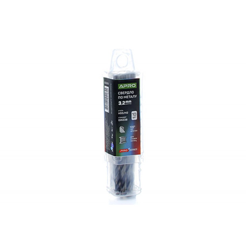 Свердло по металу HSS/M2 (6542) Ø3,2мм (тубус, кратно 10шт) PRO APRO