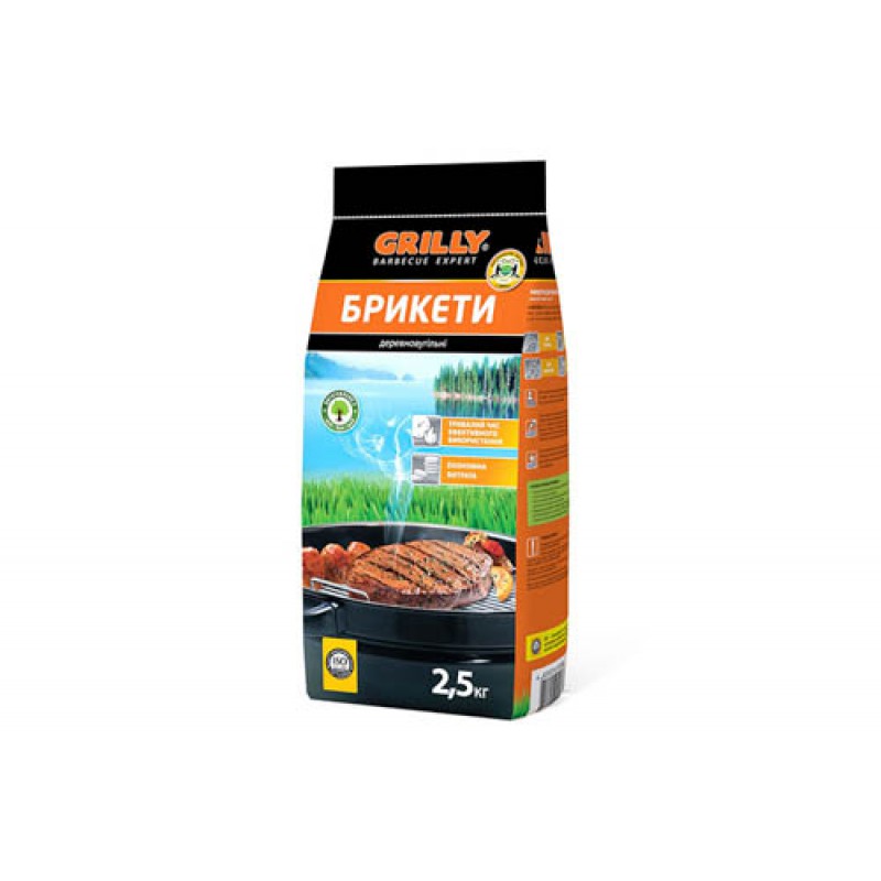 Брикети деревновугільні 2,5кг Grilly