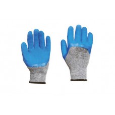 Перчатки с вспененным латексным покрытием р10 (серый+синий) СИЛА