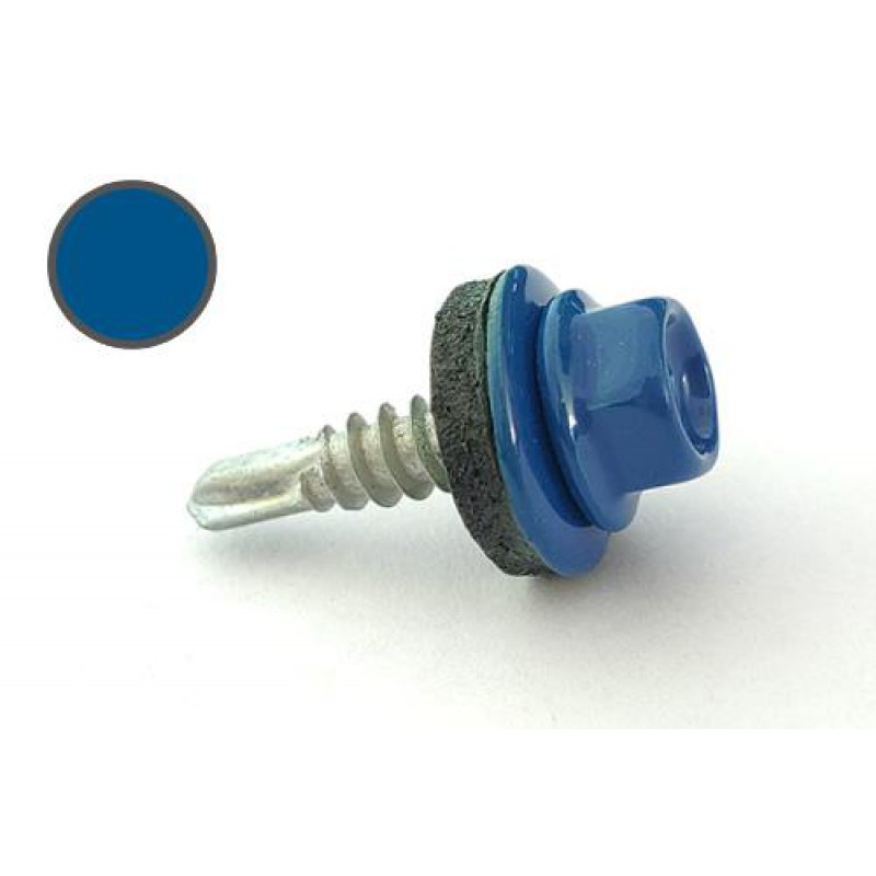 Саморез кровельный 4,8*19 DIN 7504K RAL 5005 по металлу (ящ. 2400шт) (цвет - сигнальный синий) APRO