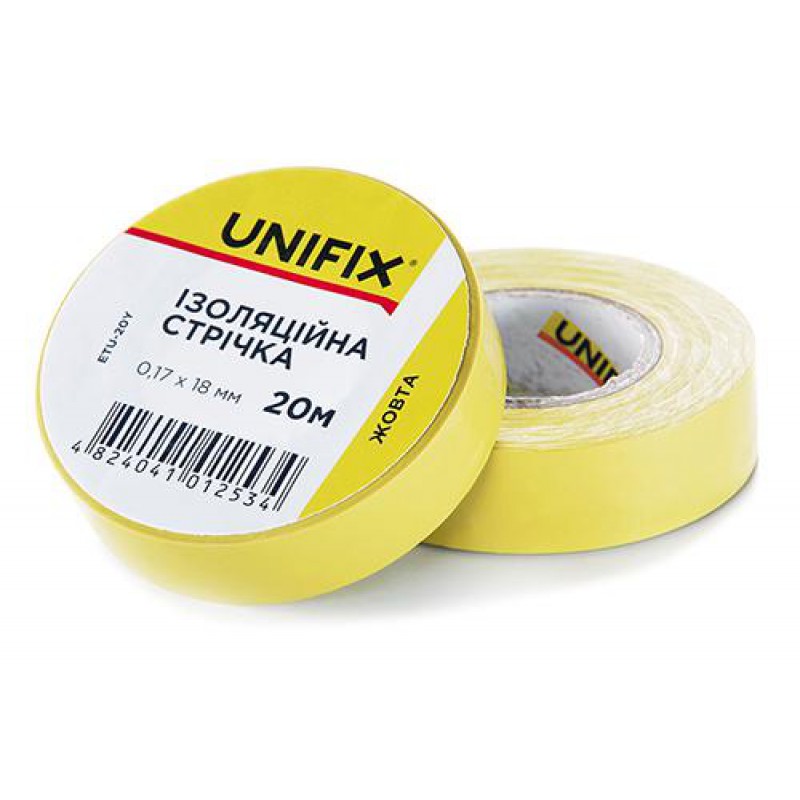 Ізоляційна стрiчка жовта 0.17х18мм 10м (пачка, кратно 10шт) UNIFIX
