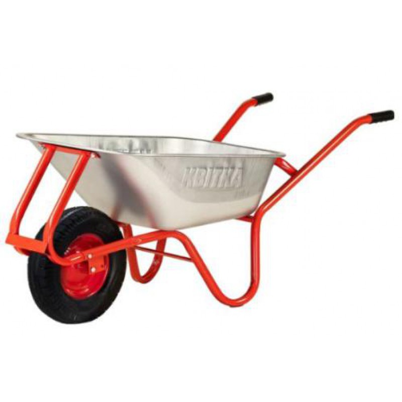 Тачка F1 оцинк 100л красная рама 0,8мм пневмо колесо, ЦВЕТОК PRO