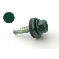 Саморез кровельный 4,8*19 DIN 7504K RAL 6005 по металлу (ящ. 2400шт) (цвет - зелёный мох) APRO