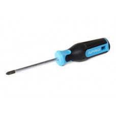 Отвертка крестовая обрезиненная рукоятка CrV PH1x100 (Phillips) APRO