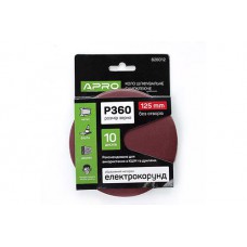 Круг шліфувальний без отворів (на липучці) Ø125мм P360 (10шт) APRO