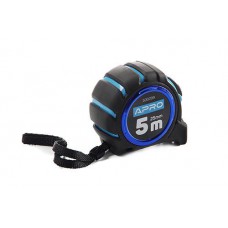 Рулетка магнитная обрезиненная автостоп, двойной зацеп 5мх25мм APRO