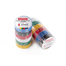 Набір ізоляційної стрічки 0,14мм*17мм*25м чорна, синя, червона, жовта, зелена, біла APRO