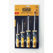 Набор отверток двухкомпонентных CrV SL3x75, SL6x100, PH1x75, PH2x125 (4шт) СИЛА