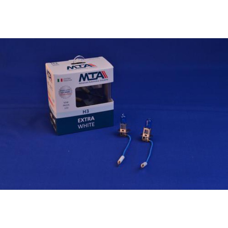 Лампа автомобільна H3 12V 55W PK22S EXTRA WHITE (2шт) (ближня/дальня, протитуманна) MTA