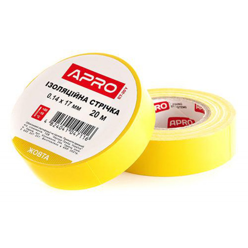 Ізоляційна стрiчка жовта 0.14х17мм 20м (пачка, кратно 10шт) APRO