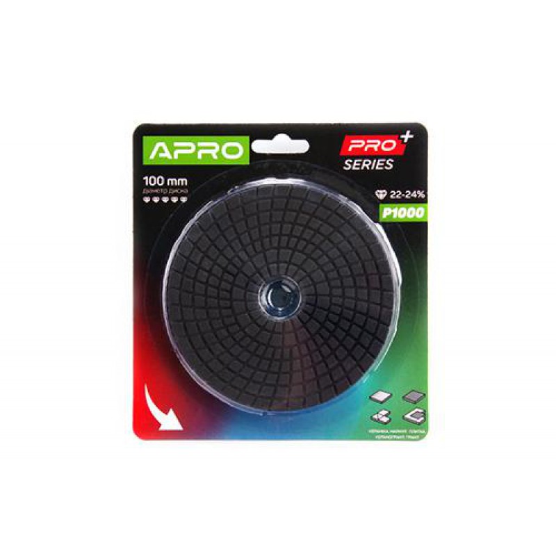 Круг алмазный шлифовальный на липучке 100мм Р1000 APRO PRO