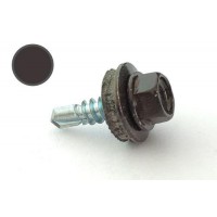 Саморез кровельный 4,8*19 DIN 7504K RAL 8019 по металлу (пач 50шт) (цвет - серо-коричневый) APRO