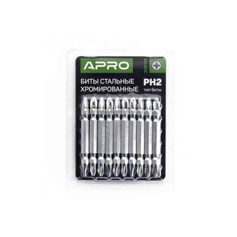 Бита 2-х сторонняя РН2-РН2*65мм хром (10шт/уп) APRO