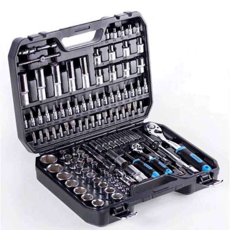 Набор насадок (инструментов) торцевых c трещоткой CrV 1/4, 1/2 (90Т) (110шт) APRO