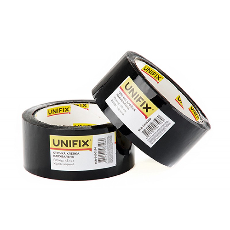 Лента клейкая упаковочная черная 45мм 200 SKB-5400266 UNIFIX