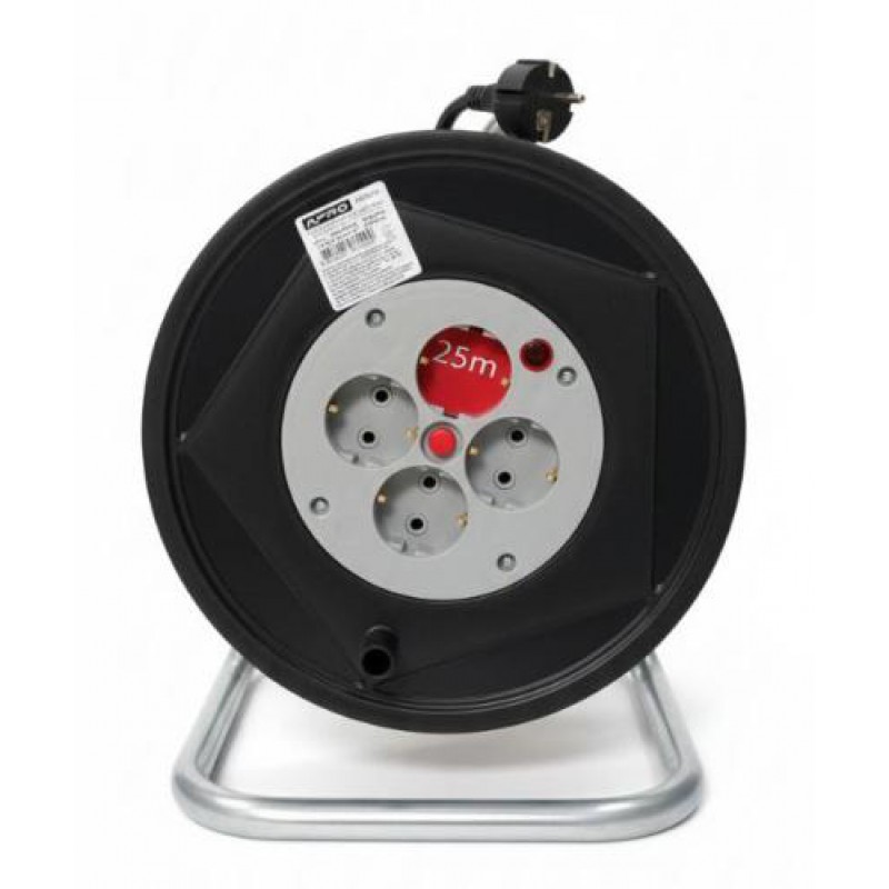 Подовжувач на котушці з заземленням та запобіжником 3х1,0кв.мм 25м APRO
