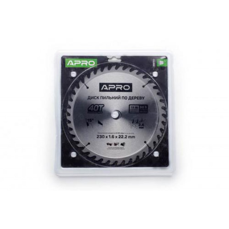 Диск пиловий до дерева 230х22,2х40T APRO