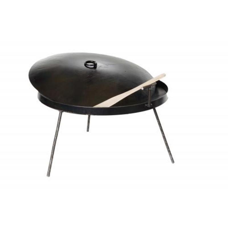 Сковорода туристическая с бортом 30мм, крышкой и чехлом, 500мм толщина 4мм СИЛА