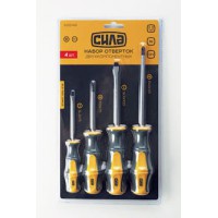 Набор отверток двухкомпонентных CrV SL3x75, SL6x100, PH1x75, PH2x125 (4шт) СИЛА