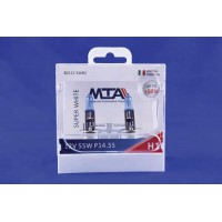Лампа автомобільна H1 12V 55W P14.5S SUPER WHITE (ближня/дальня, протитуманна) (світло-блакитний) (2шт) MTA