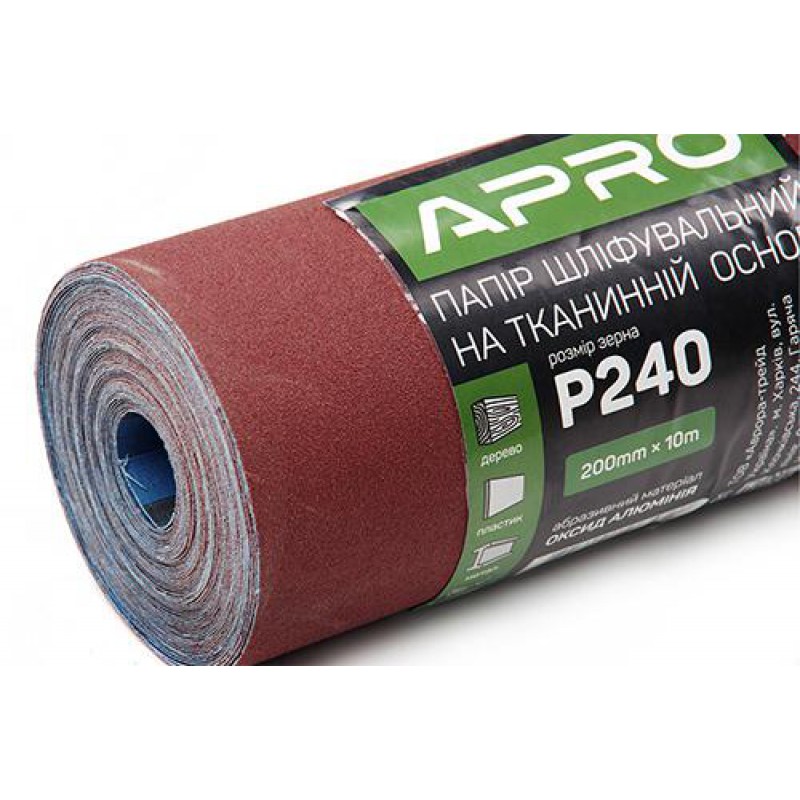 Папір шліфувальний P240 рулон 200мм*10м (тканинна основа) APRO