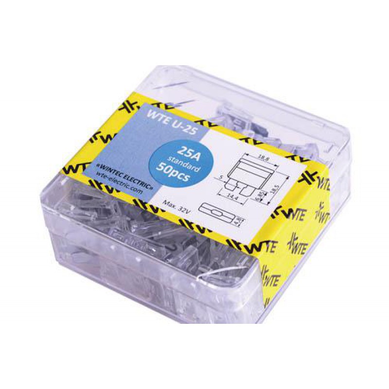 Запобіжники (плоскі євро) 25А) (50шт) WTE