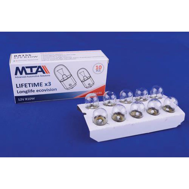 Лампа автомобільна 12V 10W Ba15s R10W (габарити, освітлення номерного знаку) (10шт) MTA